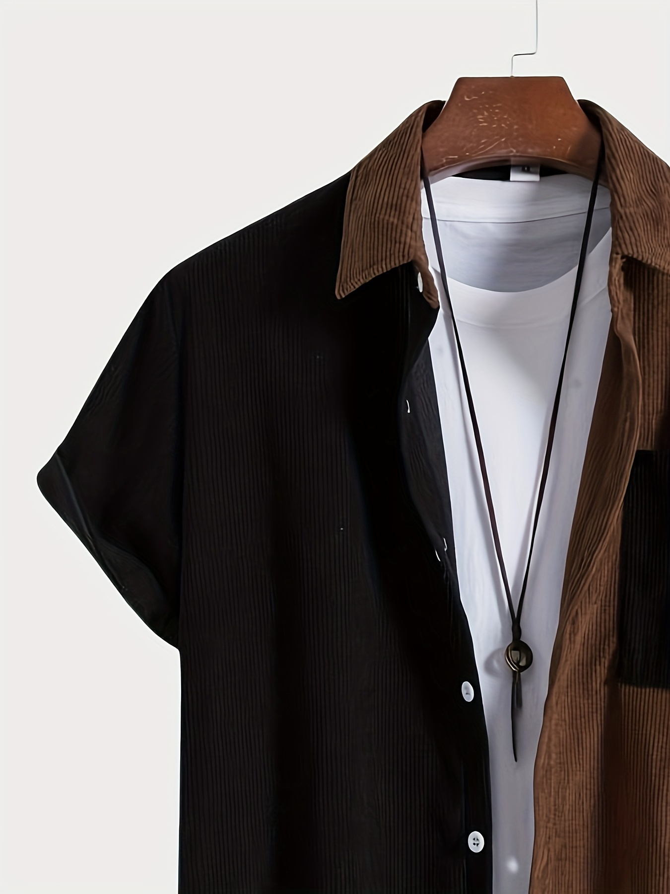 casual color block mens short sleeve button down shirt with chest pocket summer mens leisurewear details 17