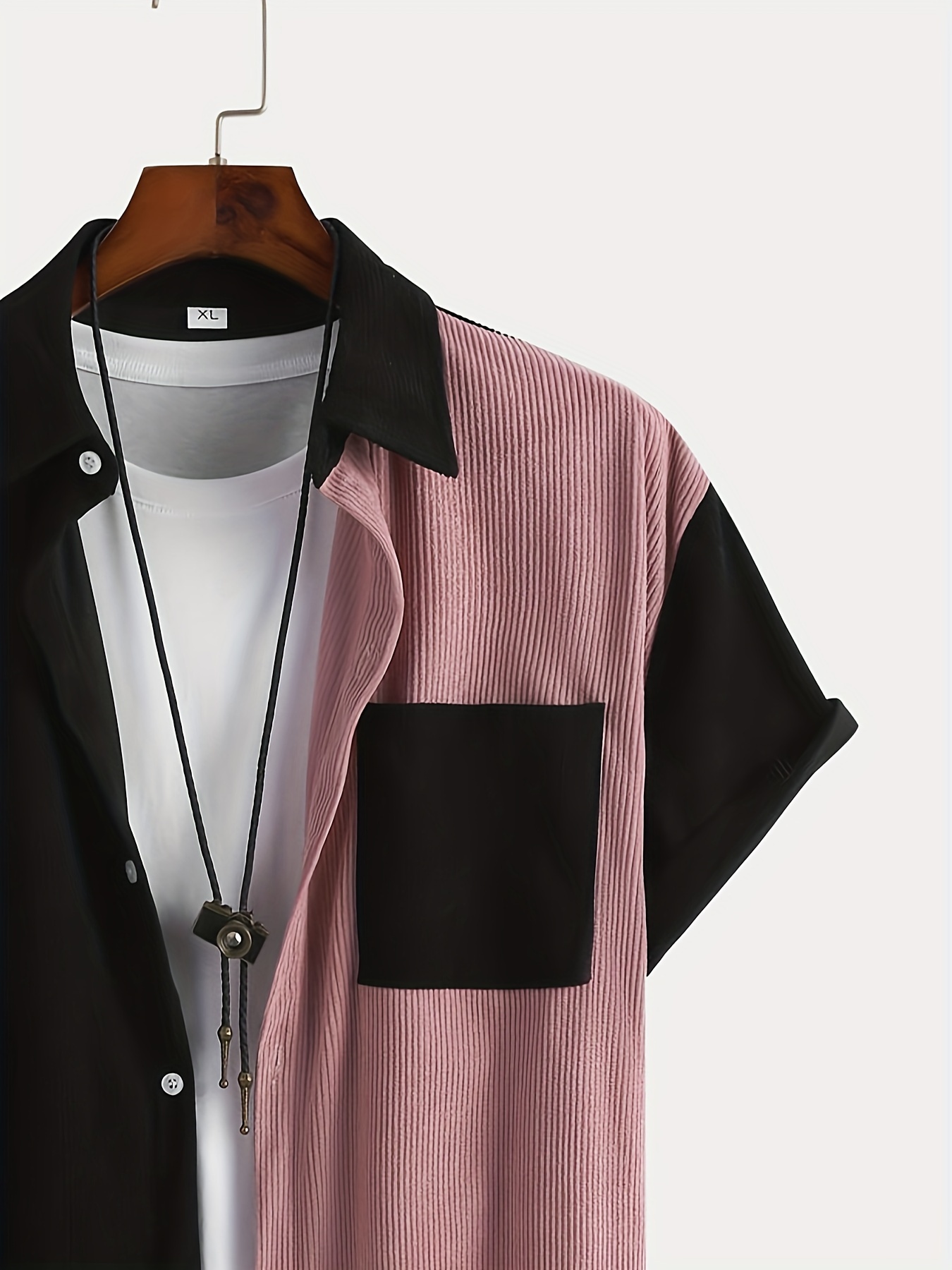 casual color block mens short sleeve button down shirt with chest pocket summer mens leisurewear details 28
