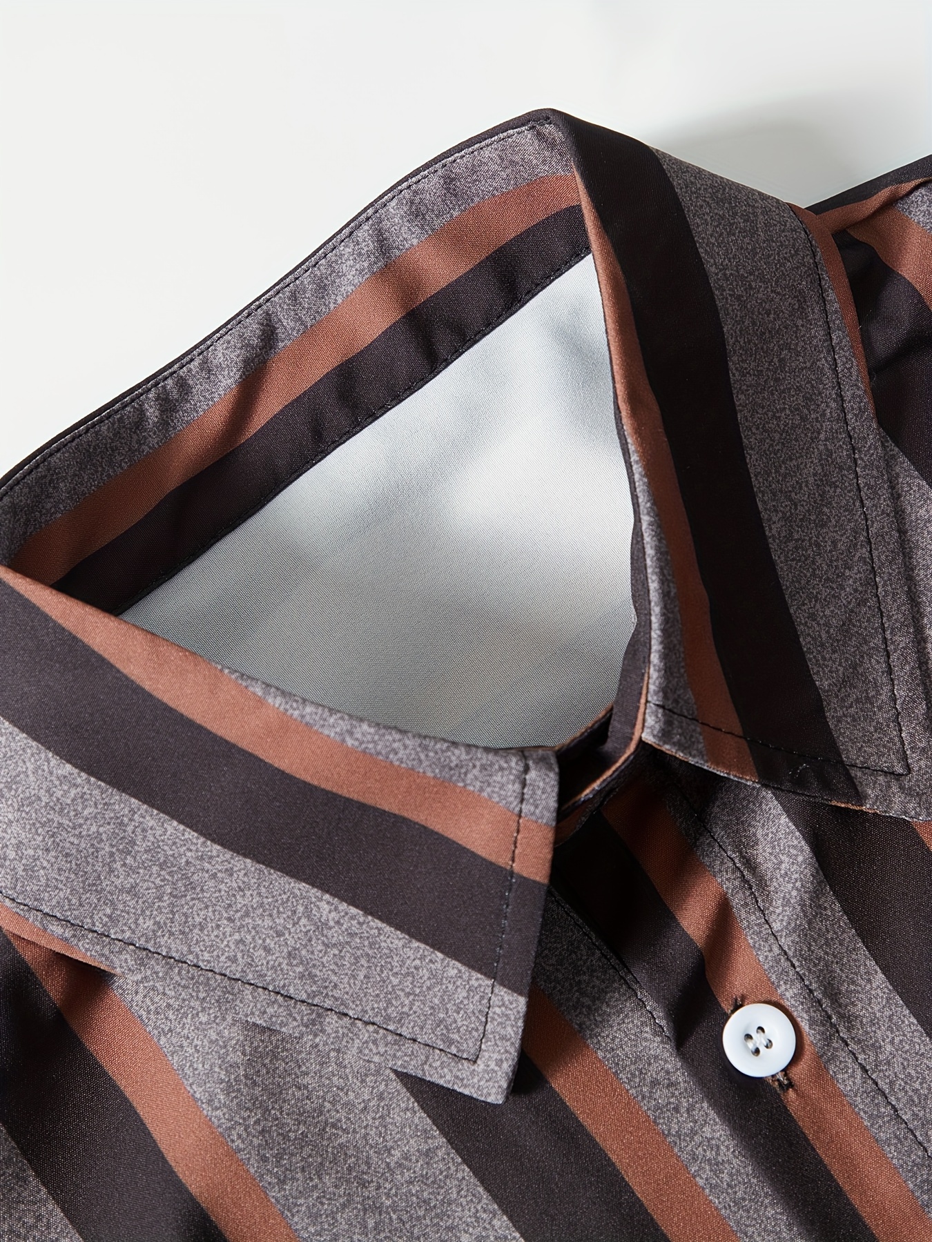 mens classic design striped long sleeve button up shirt for business occasions spring fall mens clothing details 2