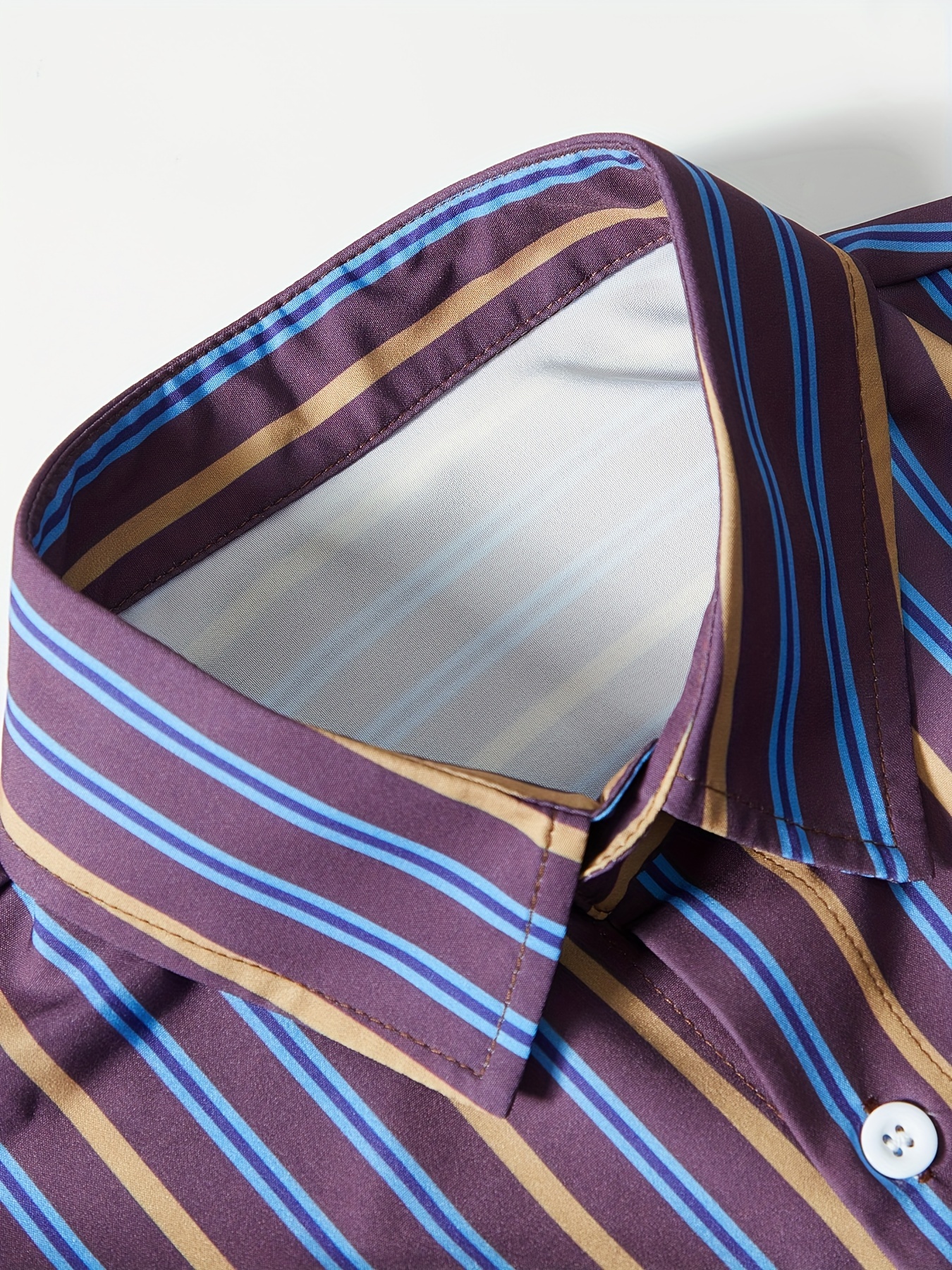 mens classic design striped long sleeve button up shirt for business occasions spring fall mens clothing details 8