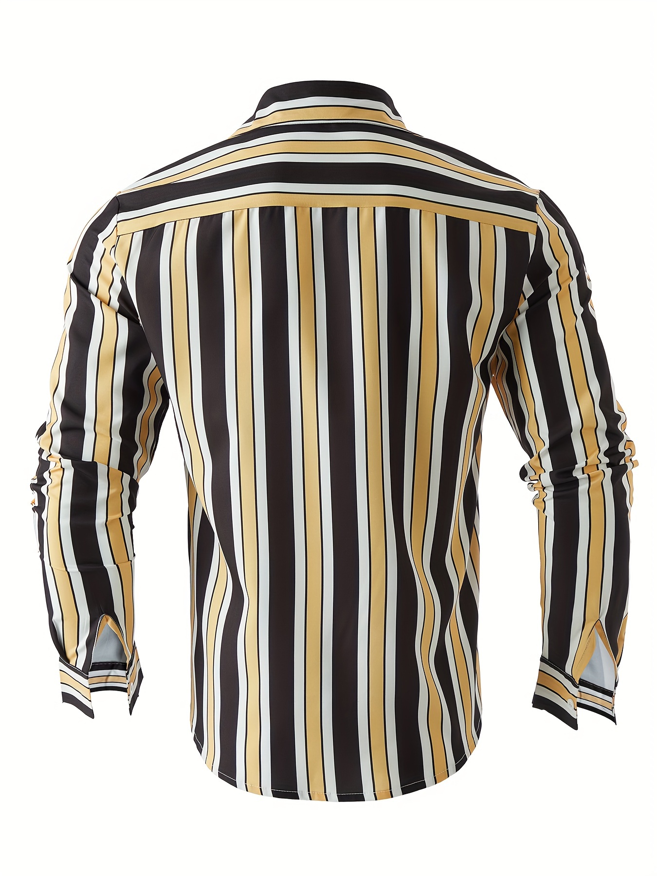 mens classic design striped long sleeve button up shirt for business occasions spring fall mens clothing details 16