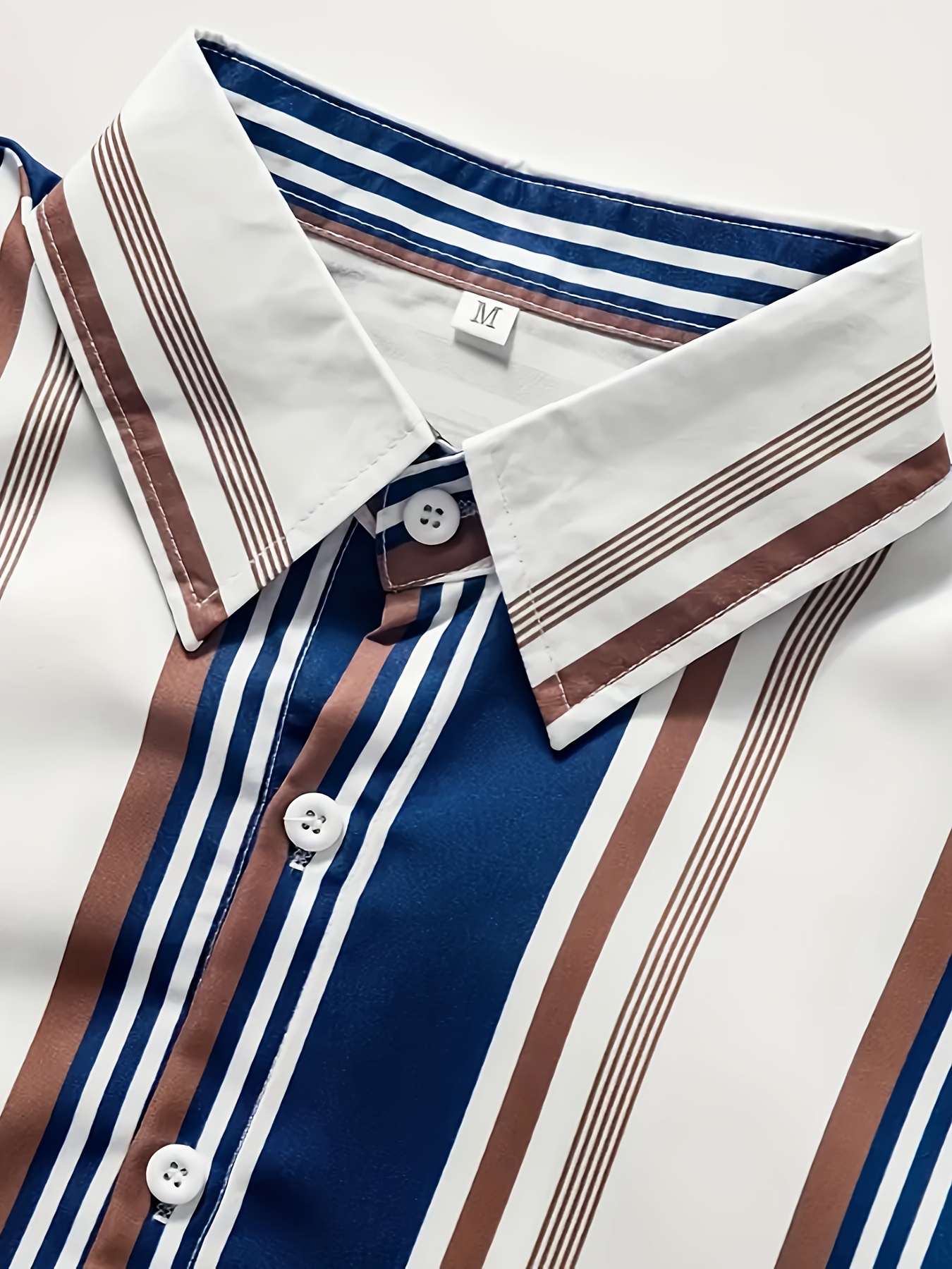 mens classic design striped long sleeve button up shirt for business occasions spring fall mens clothing details 37