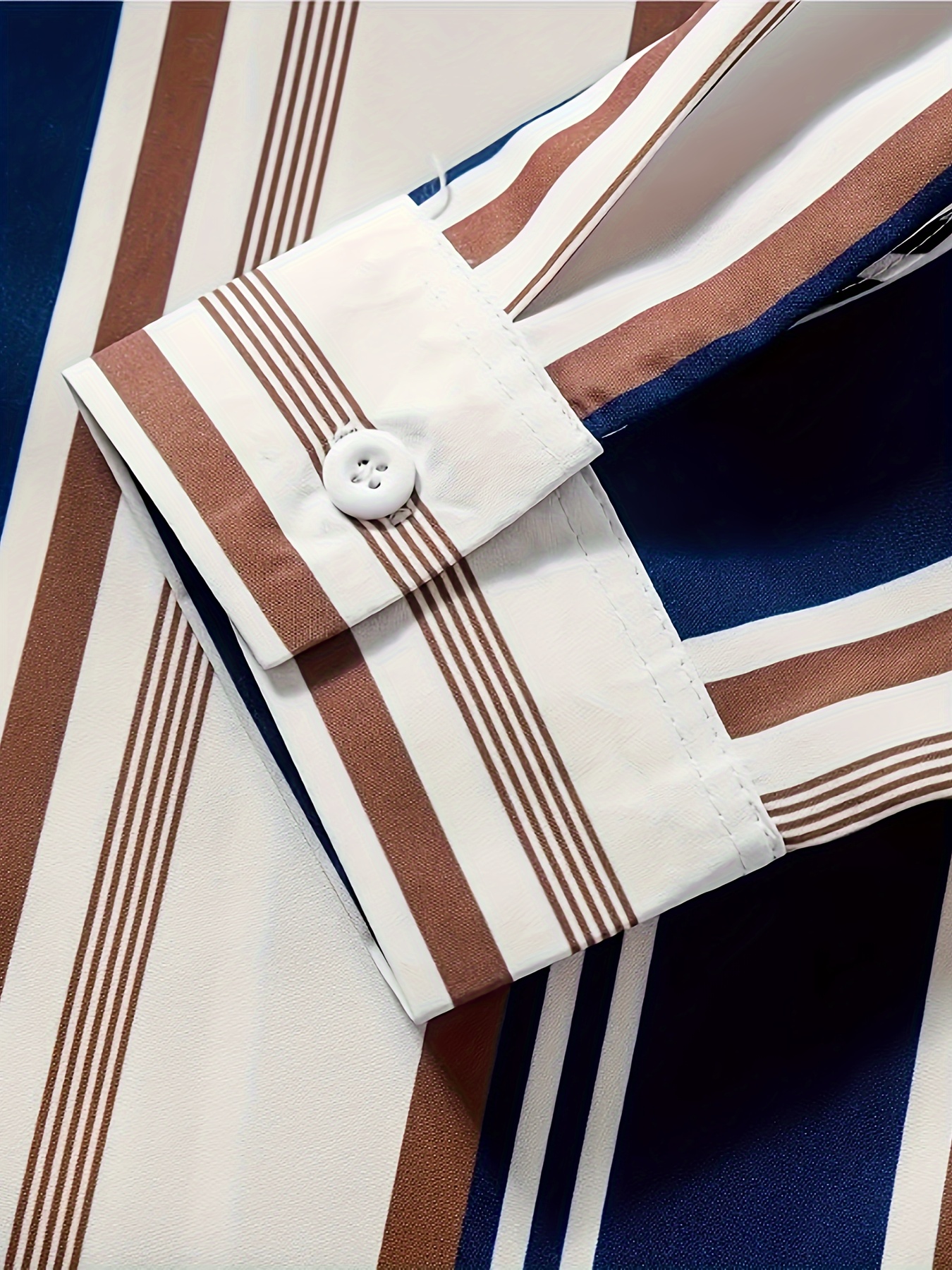 mens classic design striped long sleeve button up shirt for business occasions spring fall mens clothing details 38