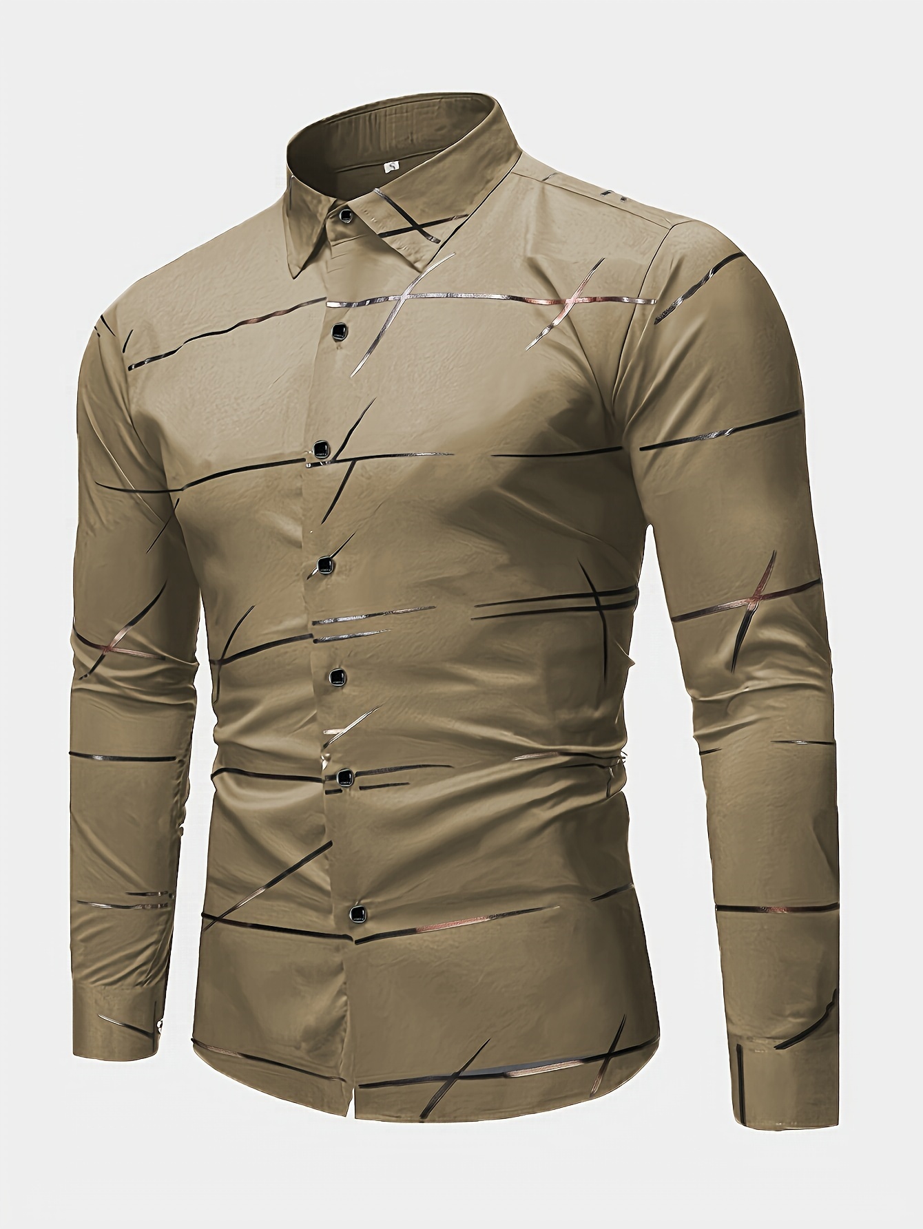 mens casual navy blue slim shirt details 2