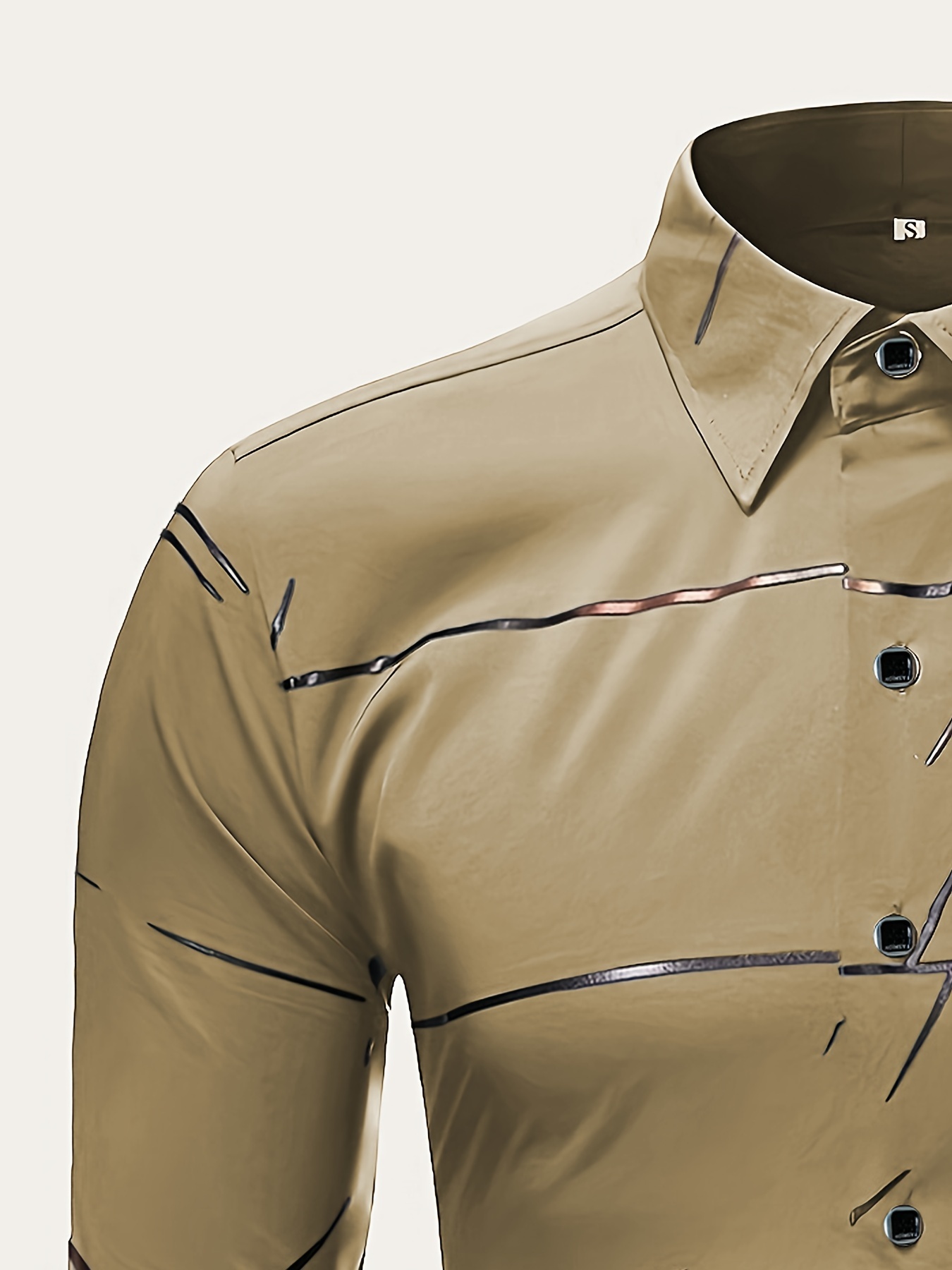mens casual navy blue slim shirt details 4