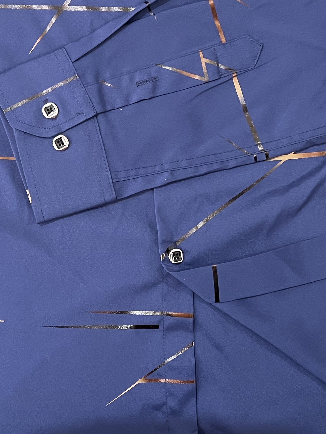 mens casual navy blue slim shirt details 8