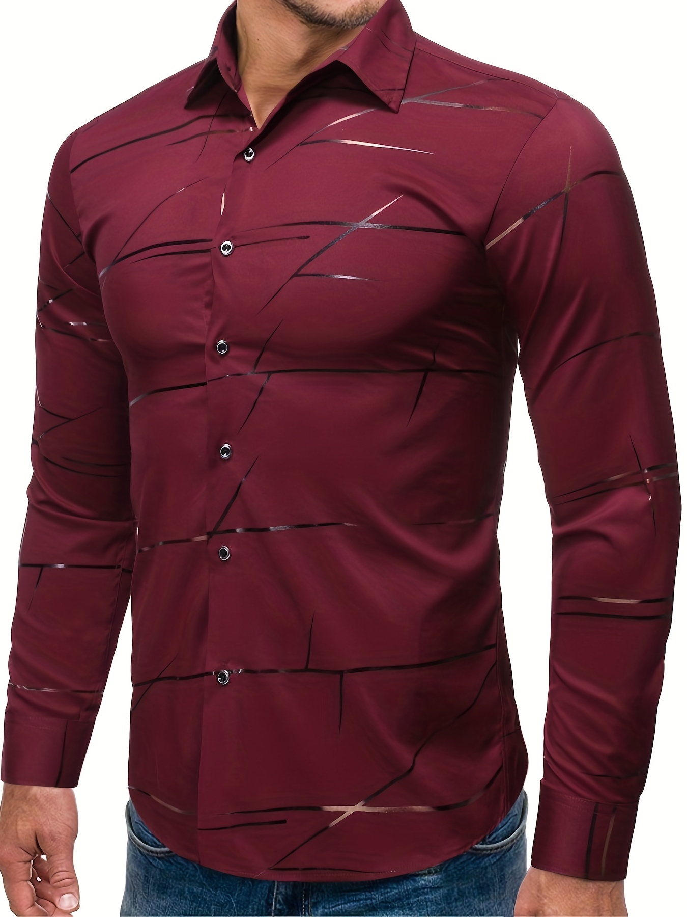 mens casual navy blue slim shirt details 15
