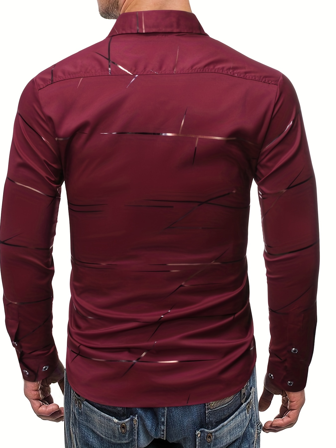 mens casual navy blue slim shirt details 16