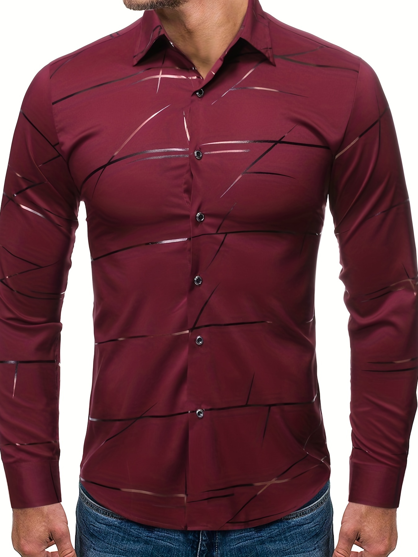 mens casual navy blue slim shirt details 18