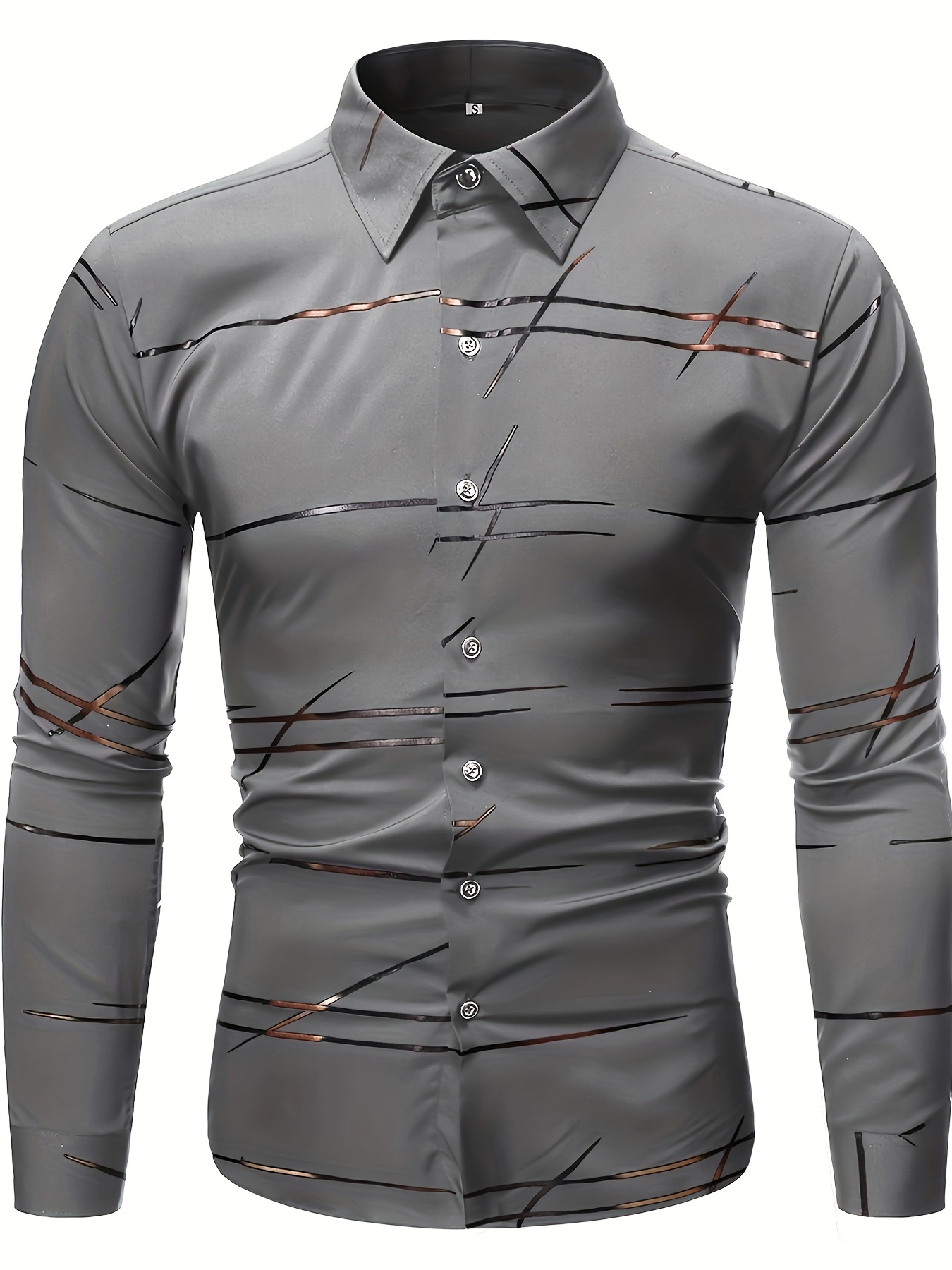 mens casual navy blue slim shirt details 21