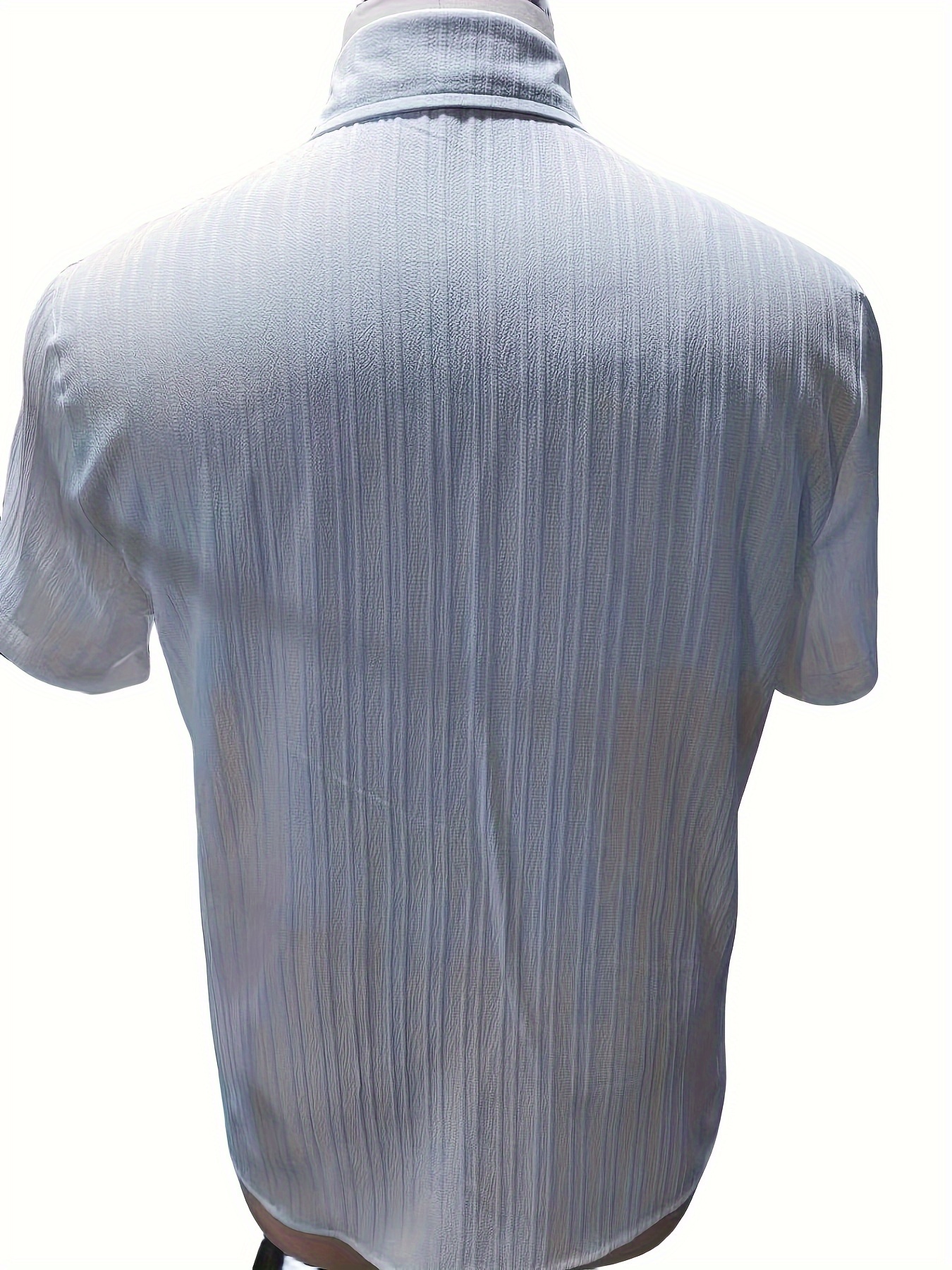 casual ribbed mens short sleeve button up shirt for summer resort vacation mens leisurewear details 2