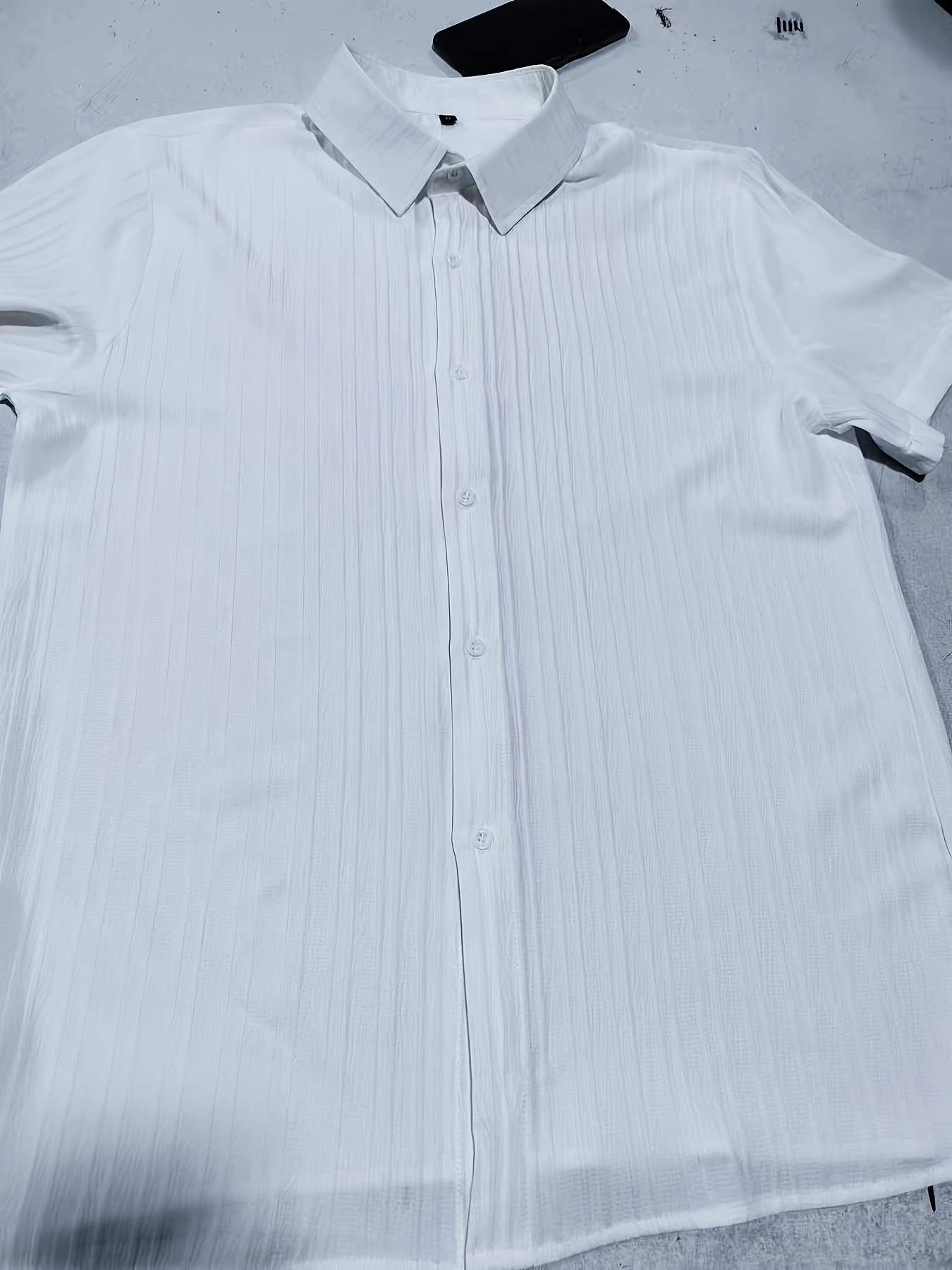 casual ribbed mens short sleeve button up shirt for summer resort vacation mens leisurewear details 3