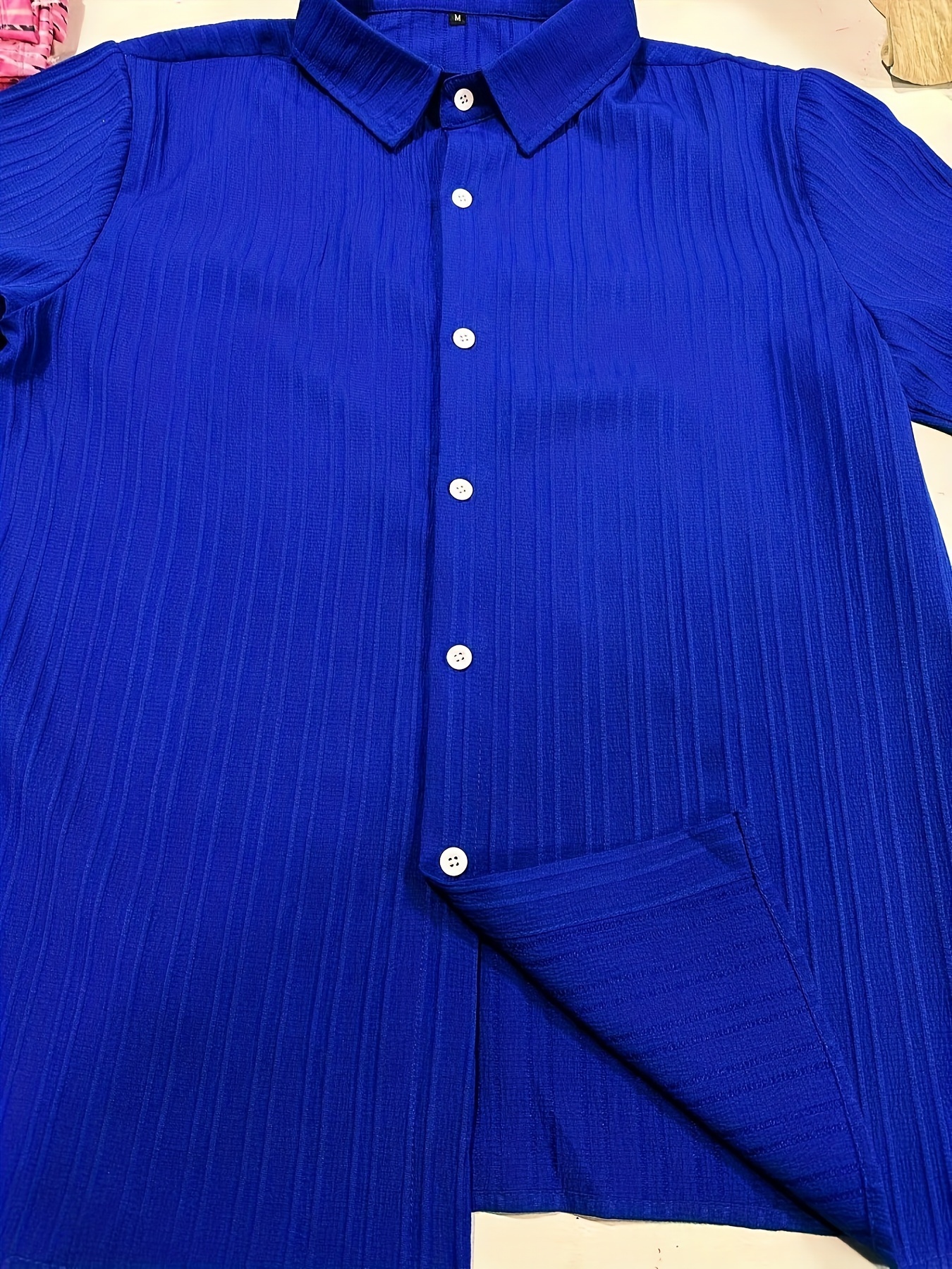 casual ribbed mens short sleeve button up shirt for summer resort vacation mens leisurewear details 8