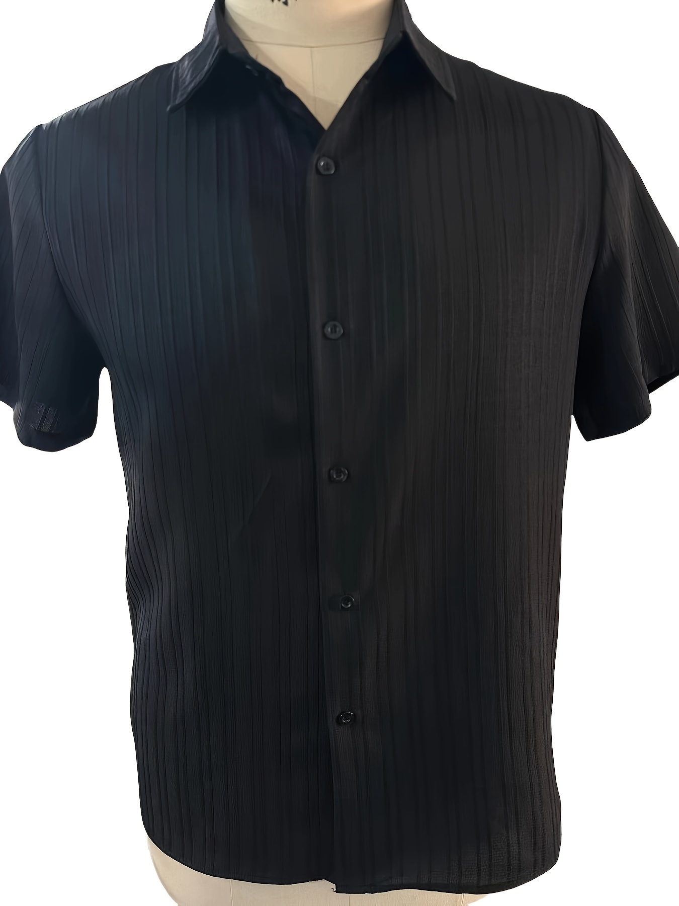 casual ribbed mens short sleeve button up shirt for summer resort vacation mens leisurewear details 10