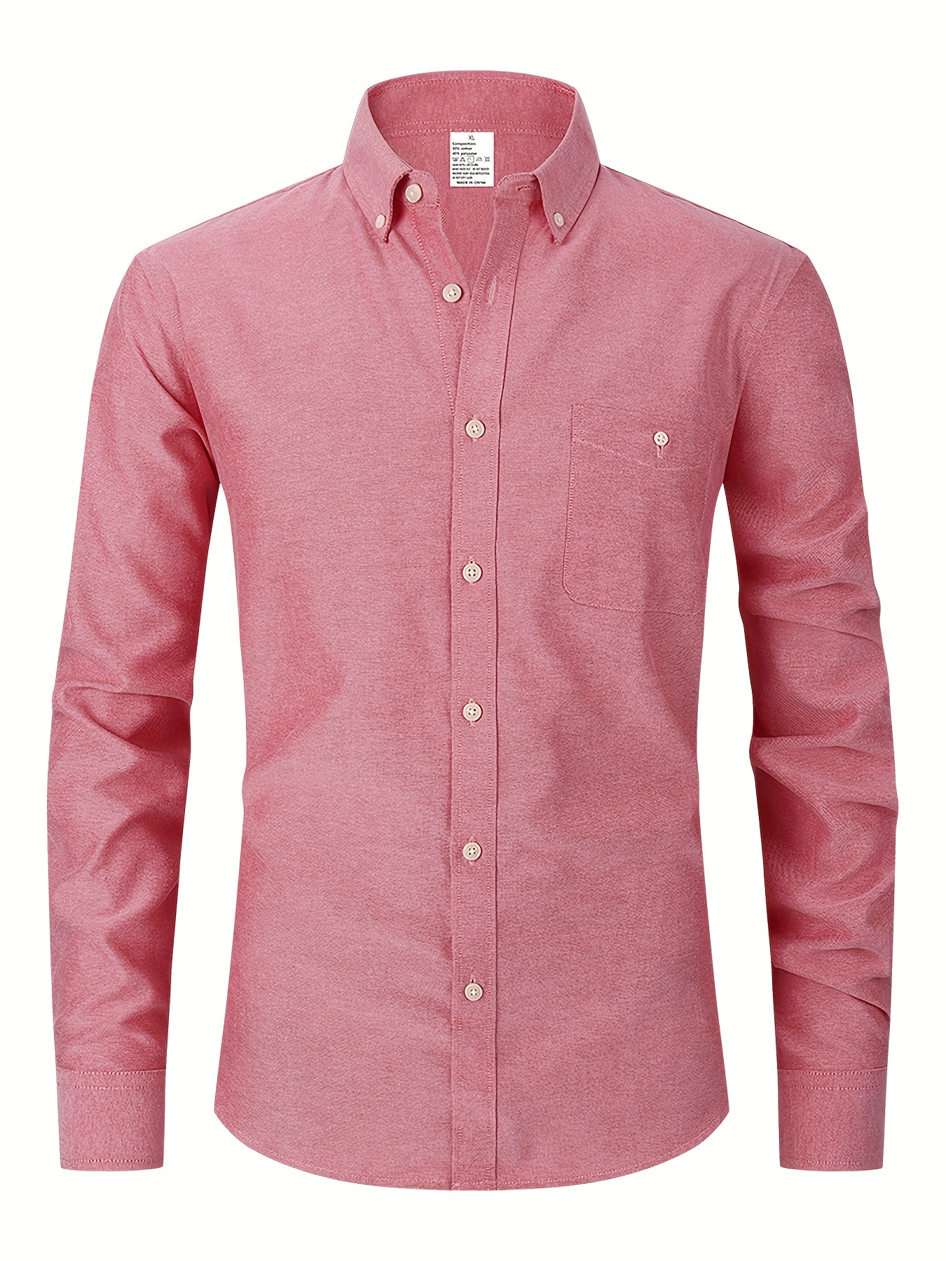 mens formal classic design button up shirt with chest pocket male clothes for spring and fall business occasion details 0