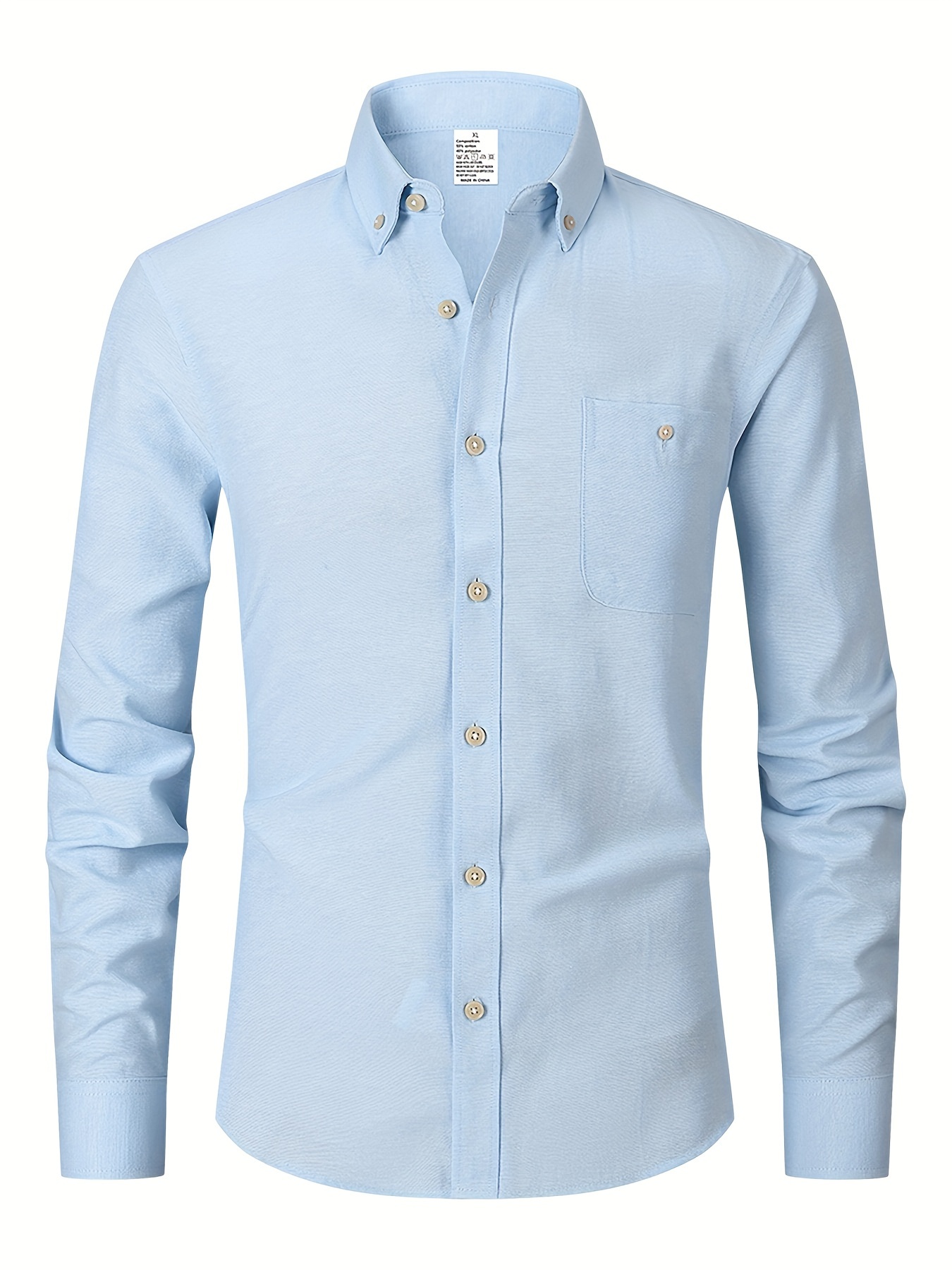 mens formal classic design button up shirt with chest pocket male clothes for spring and fall business occasion details 6