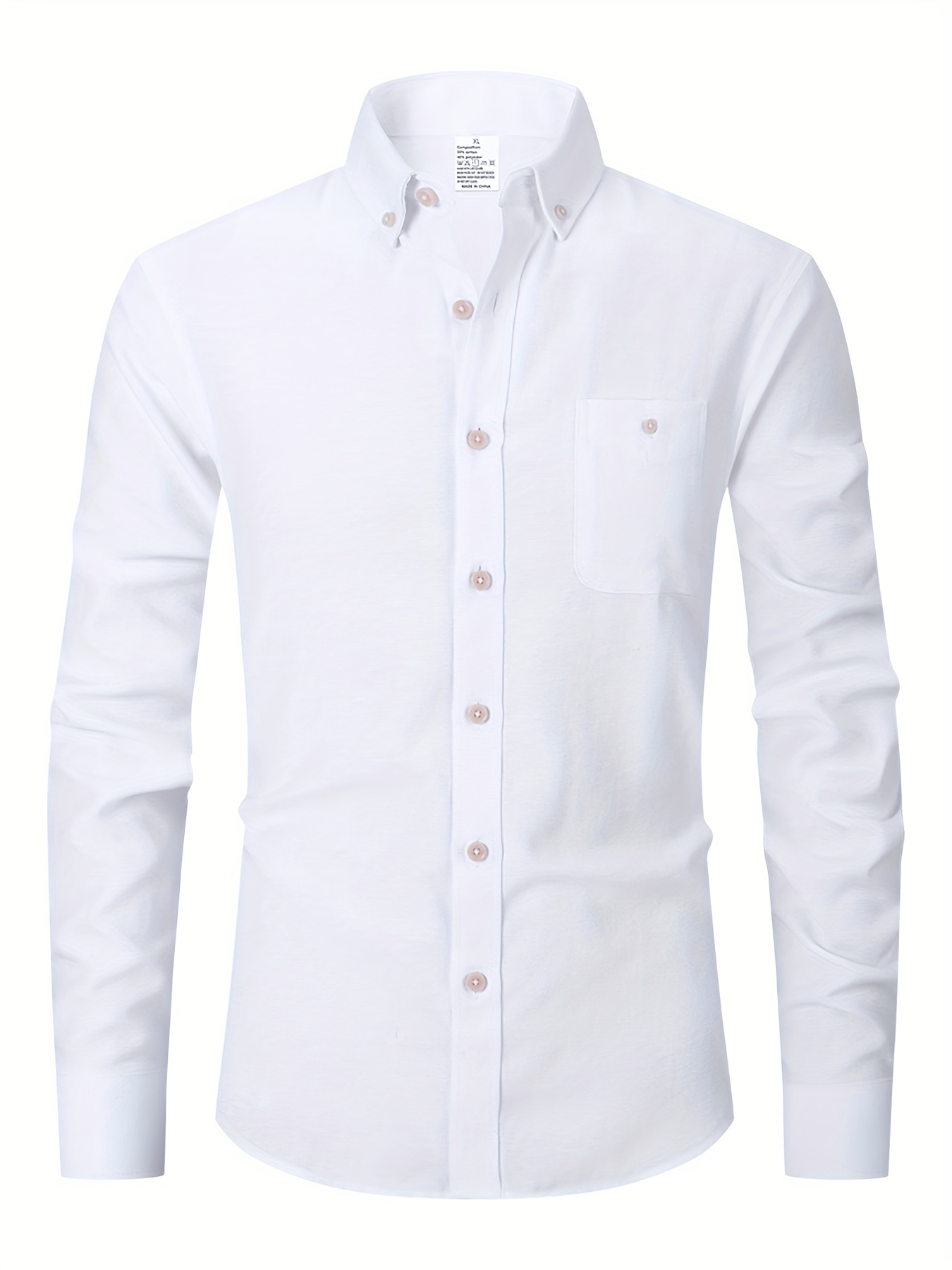 mens formal classic design button up shirt with chest pocket male clothes for spring and fall business occasion details 12
