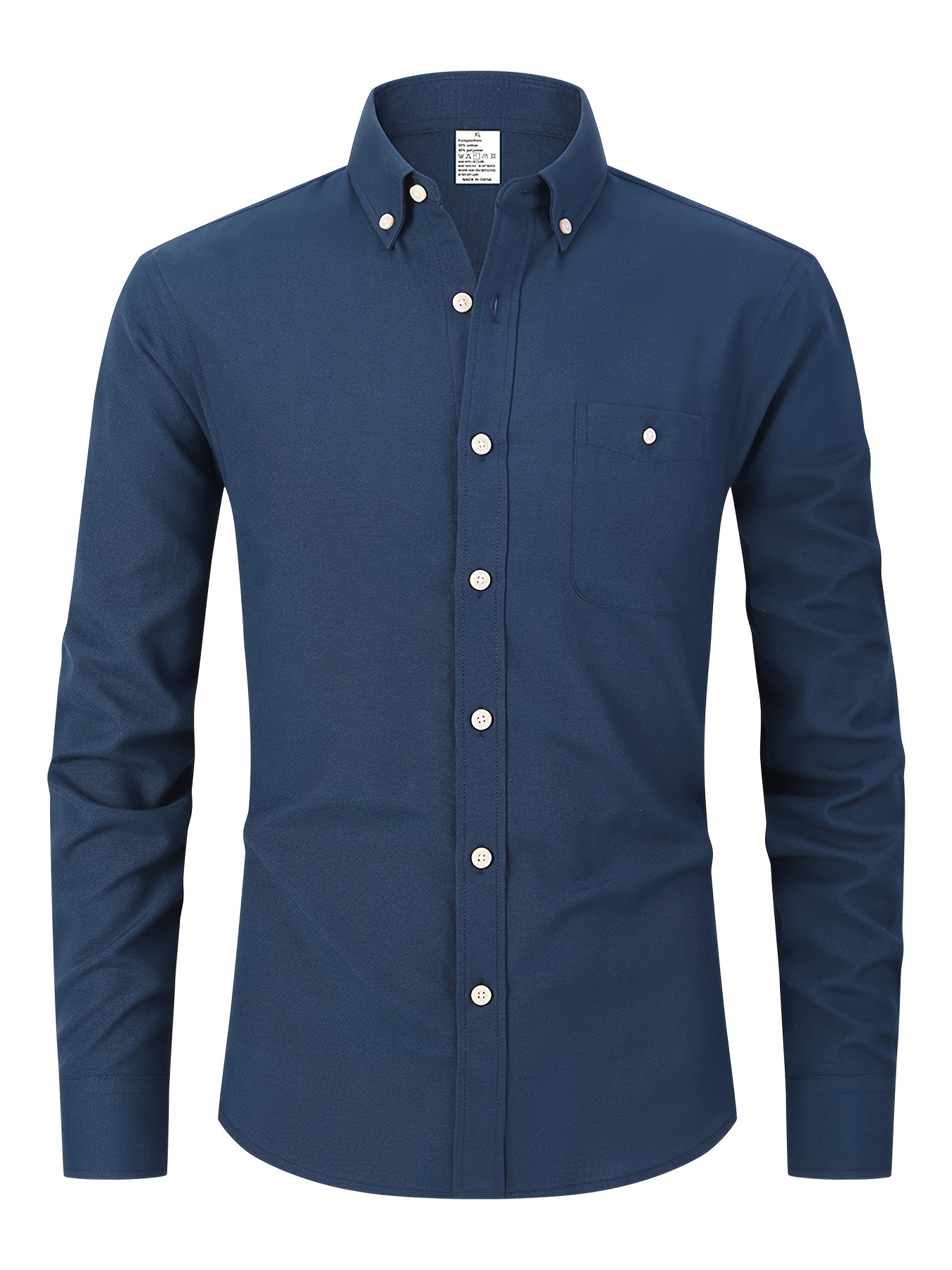 mens formal classic design button up shirt with chest pocket male clothes for spring and fall business occasion details 18