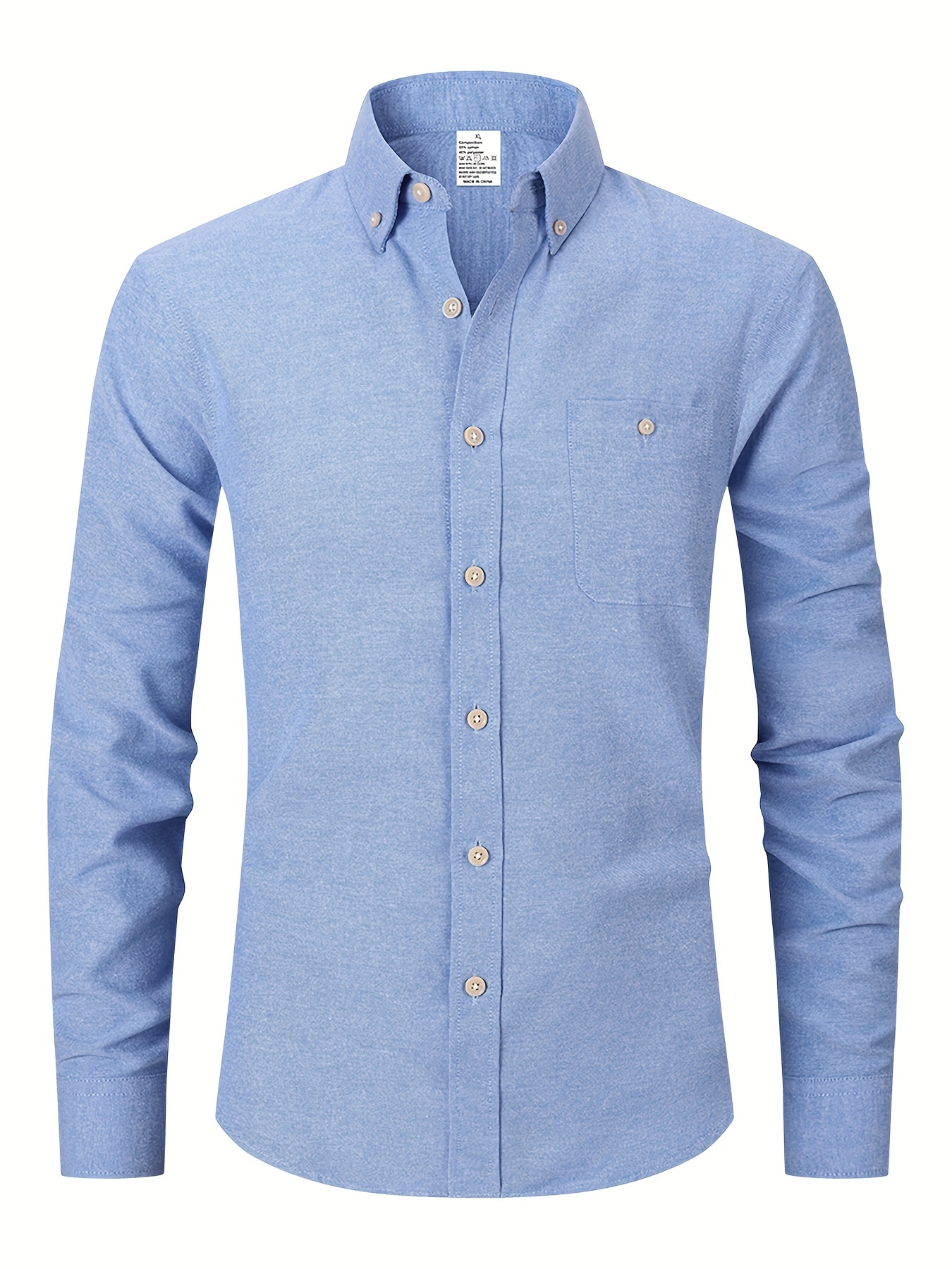 mens formal classic design button up shirt with chest pocket male clothes for spring and fall business occasion details 24