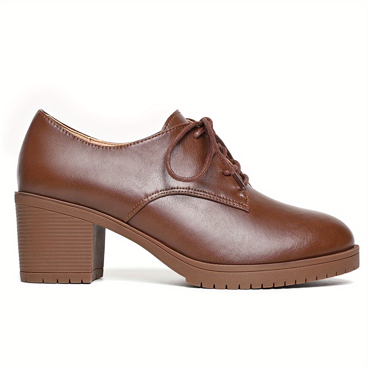 womens solid color boots lace up round toe non slip chunky heel outdoor comfy shoes casual trendy daily shoes details 3