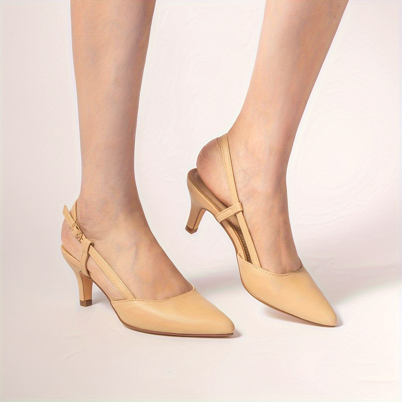 womens solid color elegant shoes ankle buckle strap casual stiletto d orsay shoes lightweight point toe daily shoes details 0