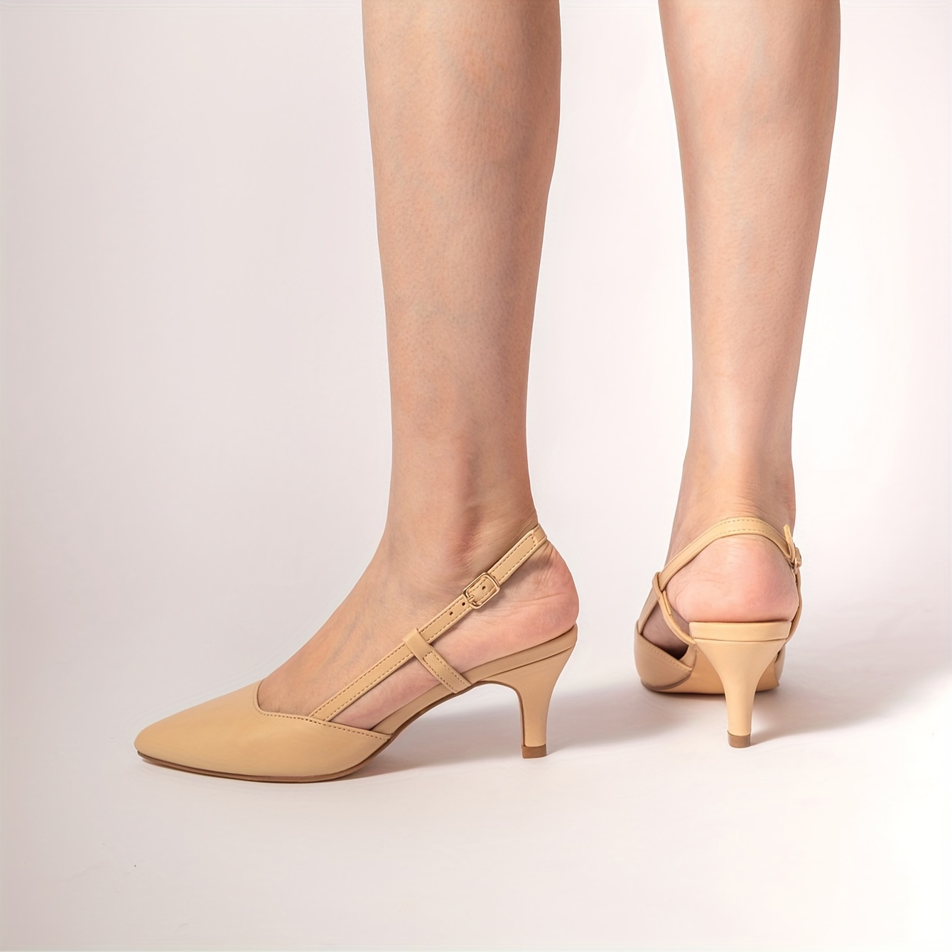 womens solid color elegant shoes ankle buckle strap casual stiletto d orsay shoes lightweight point toe daily shoes details 2