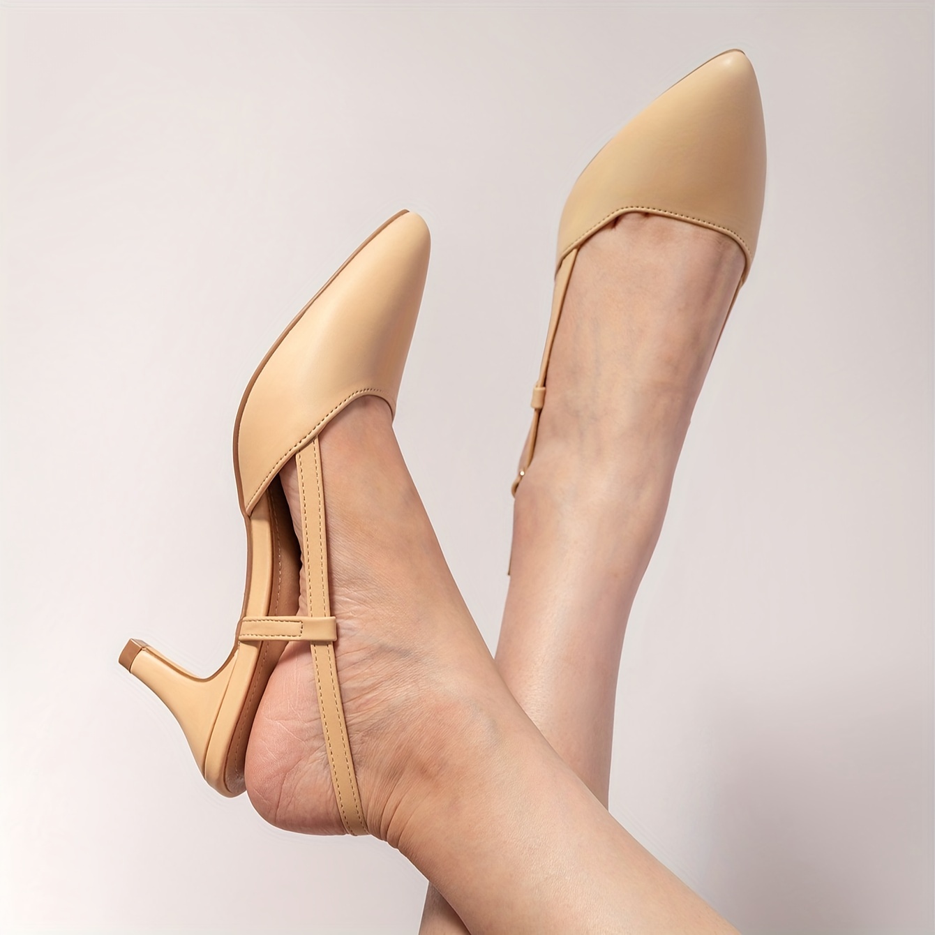 womens solid color elegant shoes ankle buckle strap casual stiletto d orsay shoes lightweight point toe daily shoes details 3