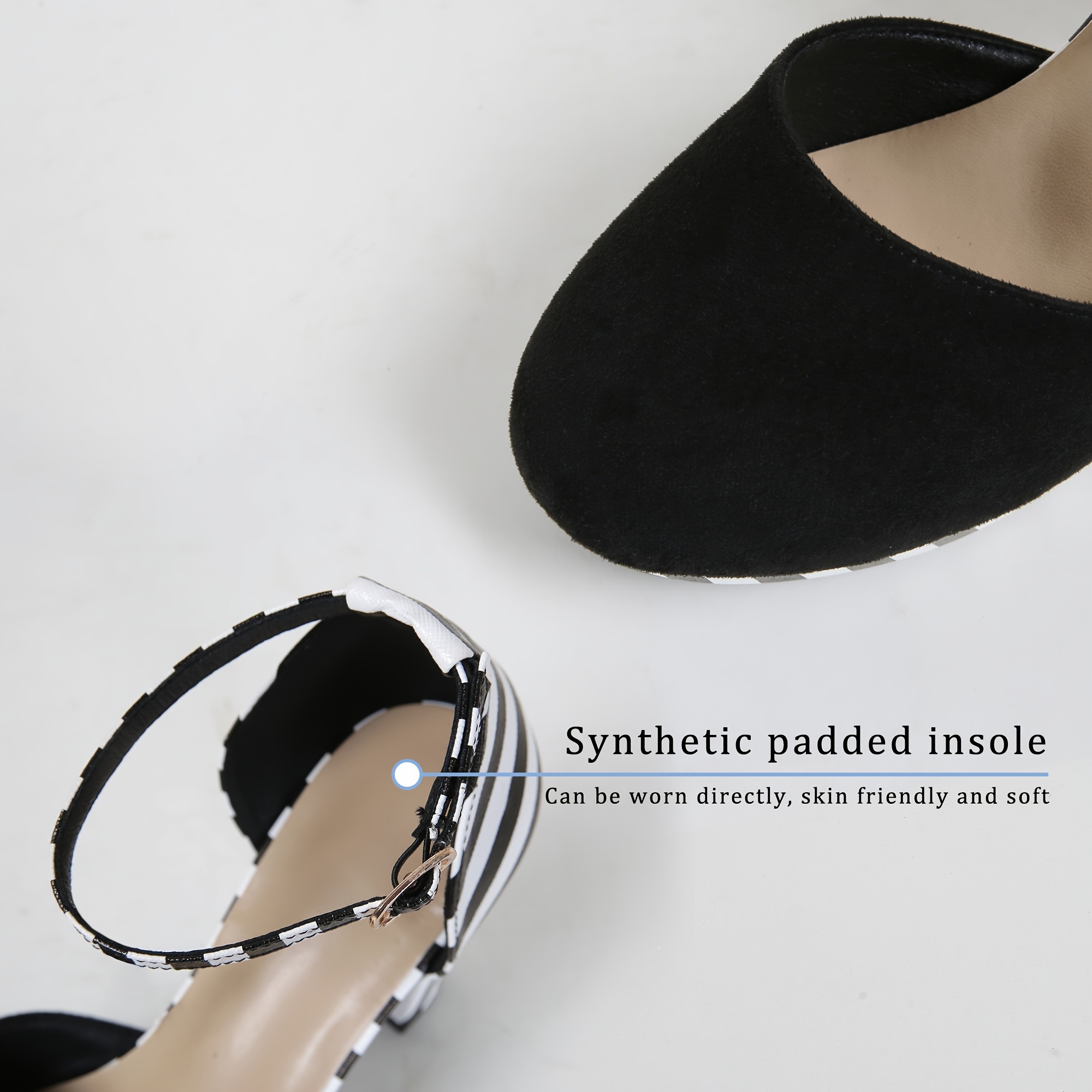 womens striped dorsay high heels fashion ankle strap platform sandals all match party dress shoes details 8