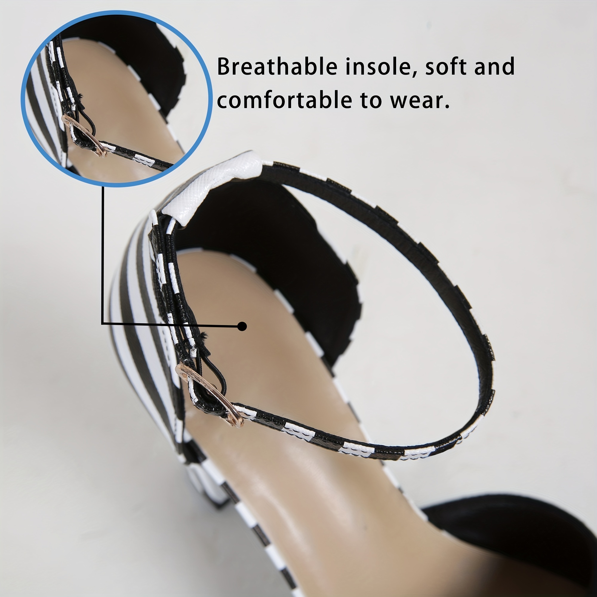 womens striped dorsay high heels fashion ankle strap platform sandals all match party dress shoes details 9