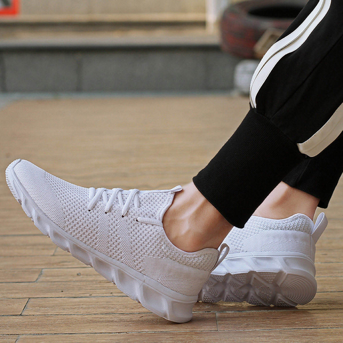 mens knit breathable lightweight running shoes outdoor sneakers for walking fitness tennis mens footwear details 0