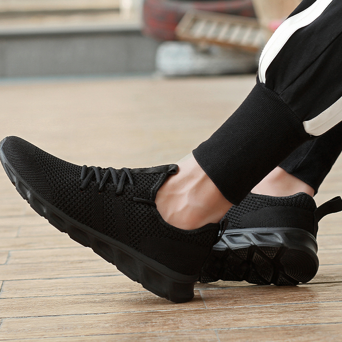 mens knit breathable lightweight running shoes outdoor sneakers for walking fitness tennis mens footwear details 1