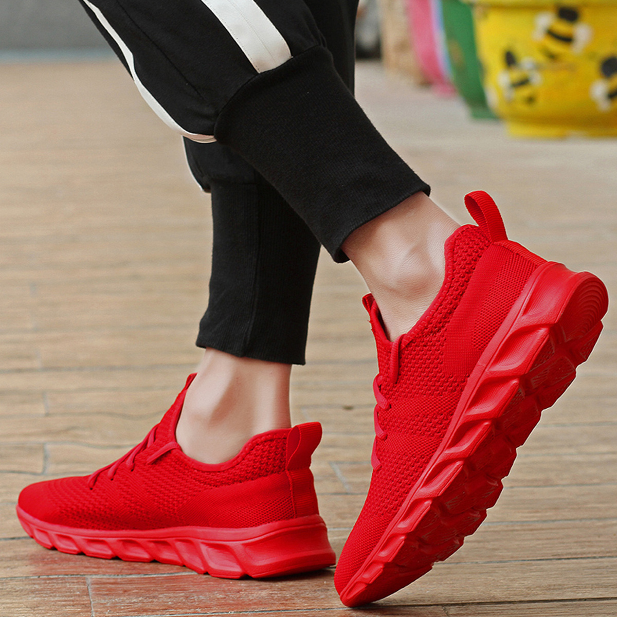 mens knit breathable lightweight running shoes outdoor sneakers for walking fitness tennis mens footwear details 2