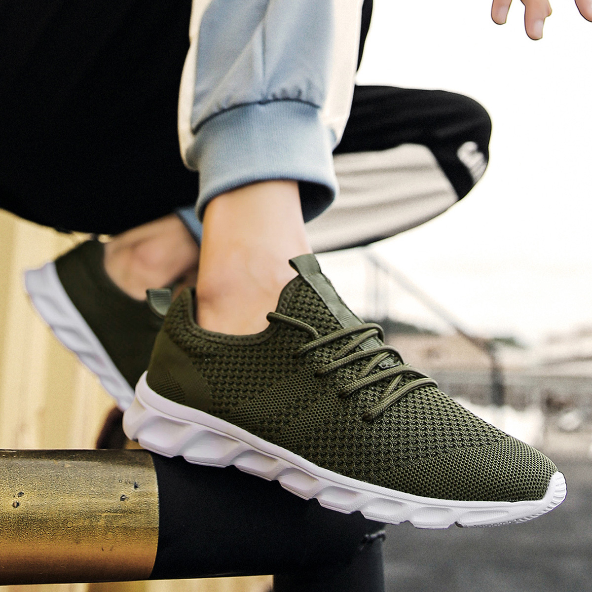 mens knit breathable lightweight running shoes outdoor sneakers for walking fitness tennis mens footwear details 3