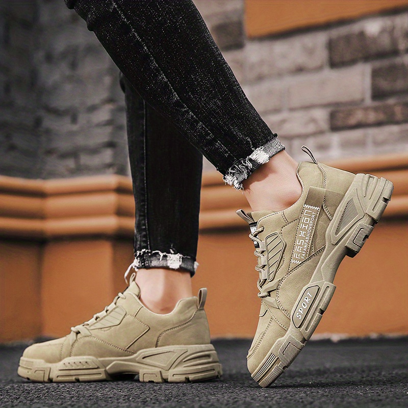mens trendy solid ankle boots comfy non slip lace up casual shoes for mens outdoor activities details 1