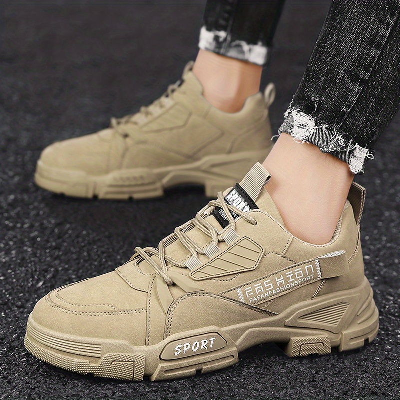 mens trendy solid ankle boots comfy non slip lace up casual shoes for mens outdoor activities details 2