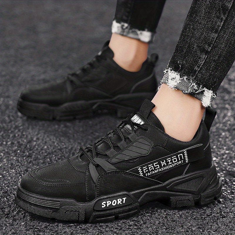 mens trendy solid ankle boots comfy non slip lace up casual shoes for mens outdoor activities details 4