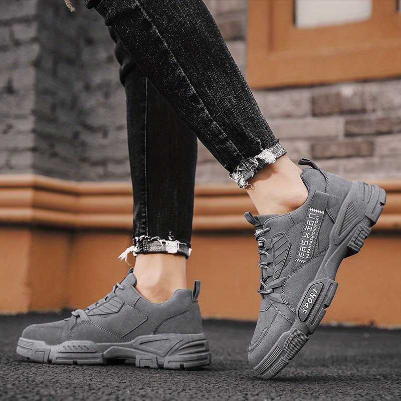 mens trendy solid ankle boots comfy non slip lace up casual shoes for mens outdoor activities details 5