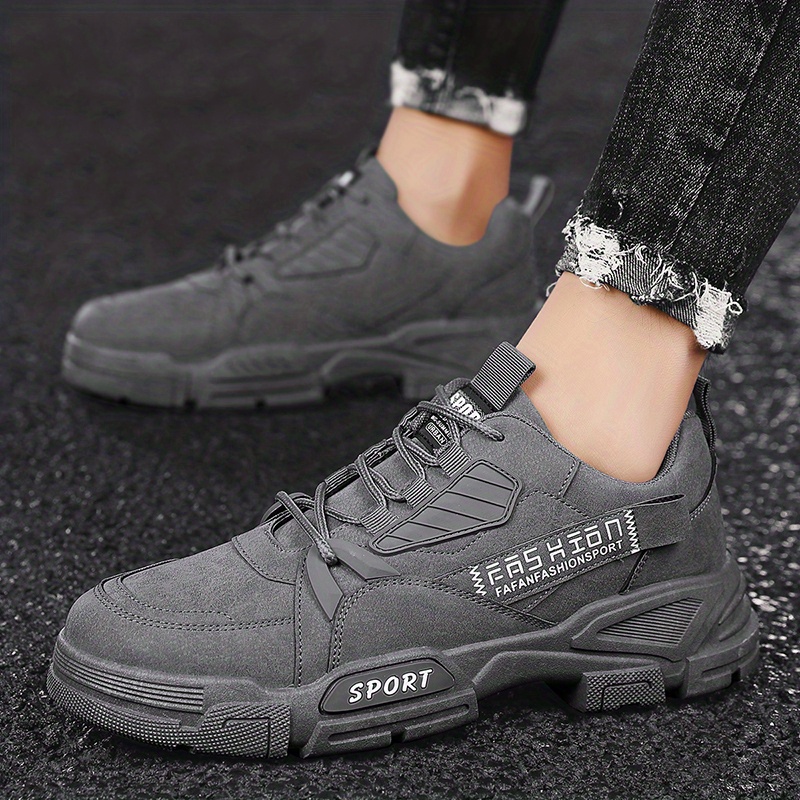 mens trendy solid ankle boots comfy non slip lace up casual shoes for mens outdoor activities details 6