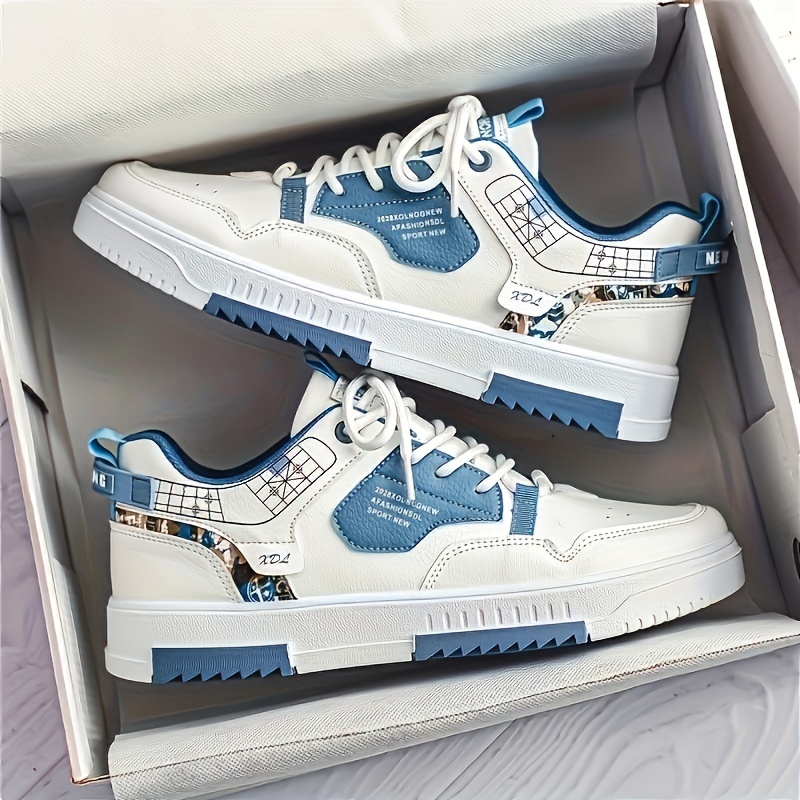 Men s Trendy Street Style Colour Block Skateboard Shoes, Comfy Non Slip Durable Lace Up Sneakers For Men s Outdoor Activities details 2