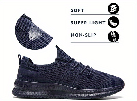 mens trendy breathable lace up knit sneakers with assorted colors casual outdoor running walking shoes details 2