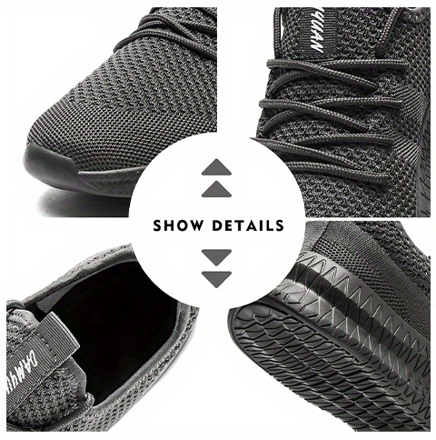 mens trendy breathable lace up knit sneakers with assorted colors casual outdoor running walking shoes details 3