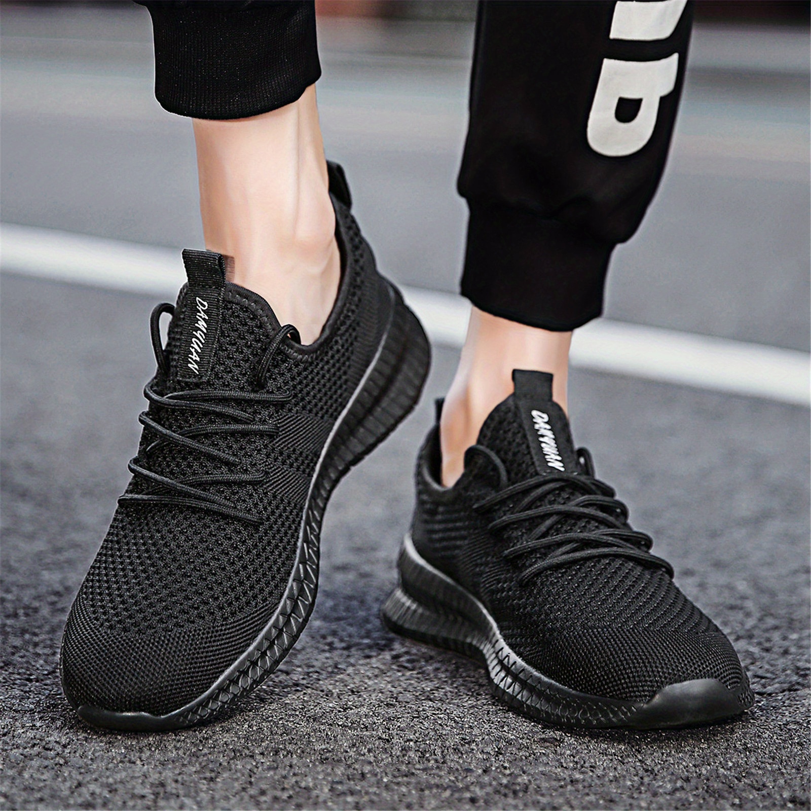mens trendy breathable lace up knit sneakers with assorted colors casual outdoor running walking shoes details 7