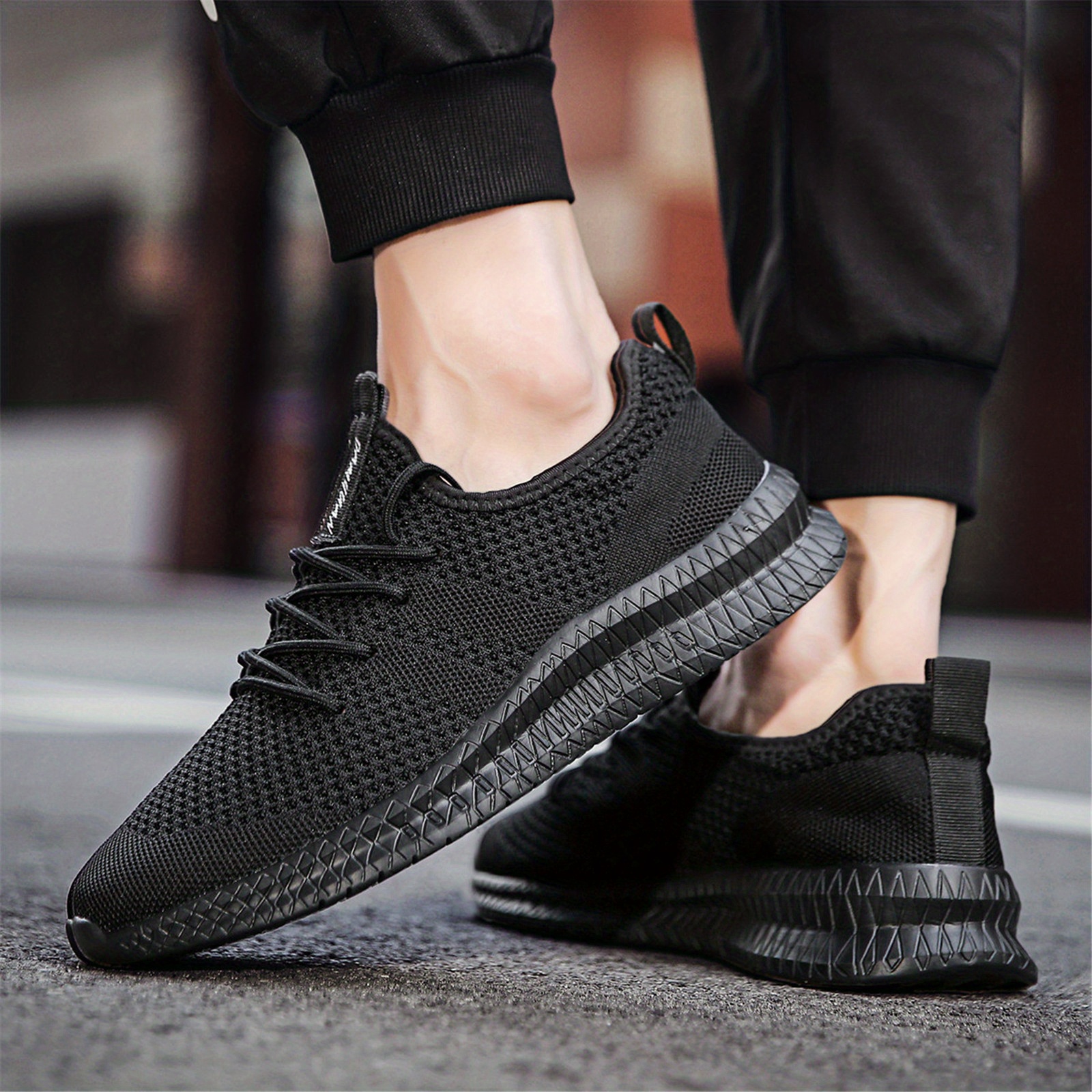 mens trendy breathable lace up knit sneakers with assorted colors casual outdoor running walking shoes details 8