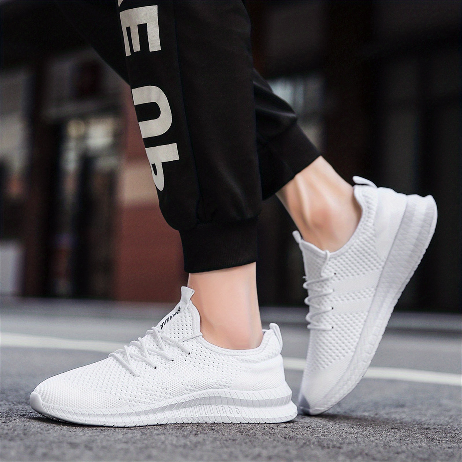 mens trendy breathable lace up knit sneakers with assorted colors casual outdoor running walking shoes details 10