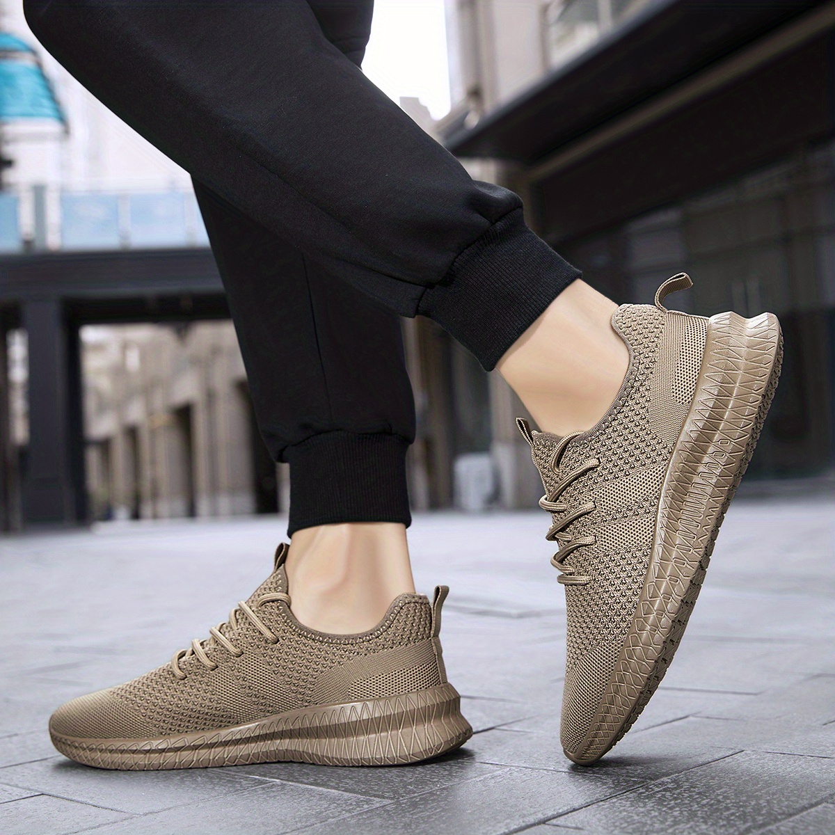mens trendy breathable lace up knit sneakers with assorted colors casual outdoor running walking shoes details 20