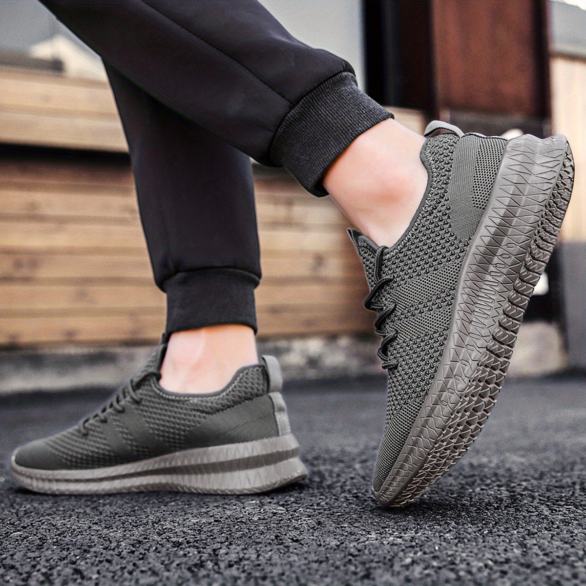 mens trendy breathable lace up knit sneakers with assorted colors casual outdoor running walking shoes details 22