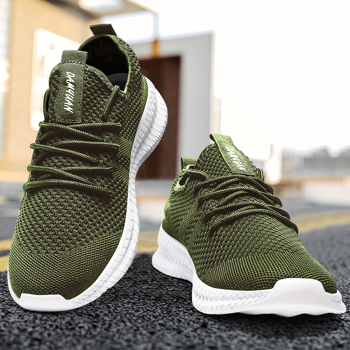 mens trendy breathable lace up knit sneakers with assorted colors casual outdoor running walking shoes details 27