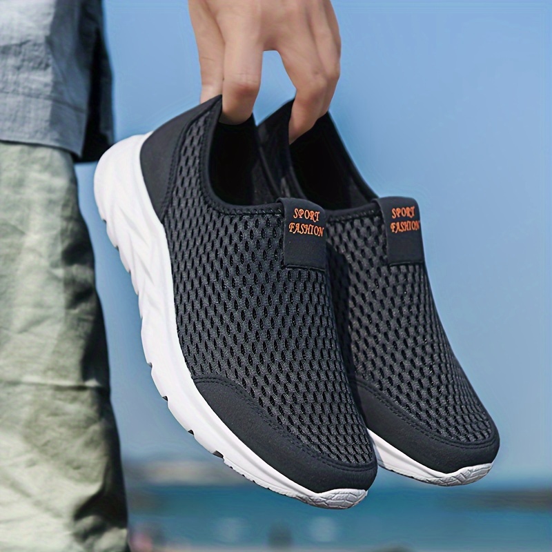 mens mesh breathable lightweight slip on casual shoes for traveling jogging details 19