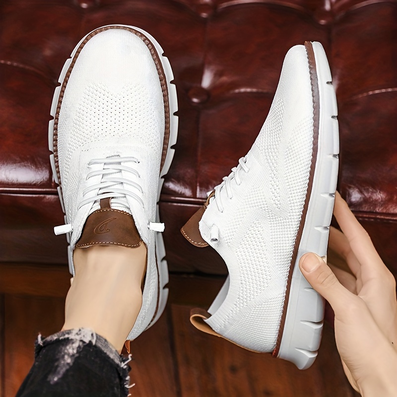 plus size mens trendy knitted breathable walking shoes trendy non slip casual shoes mens footwear details 0