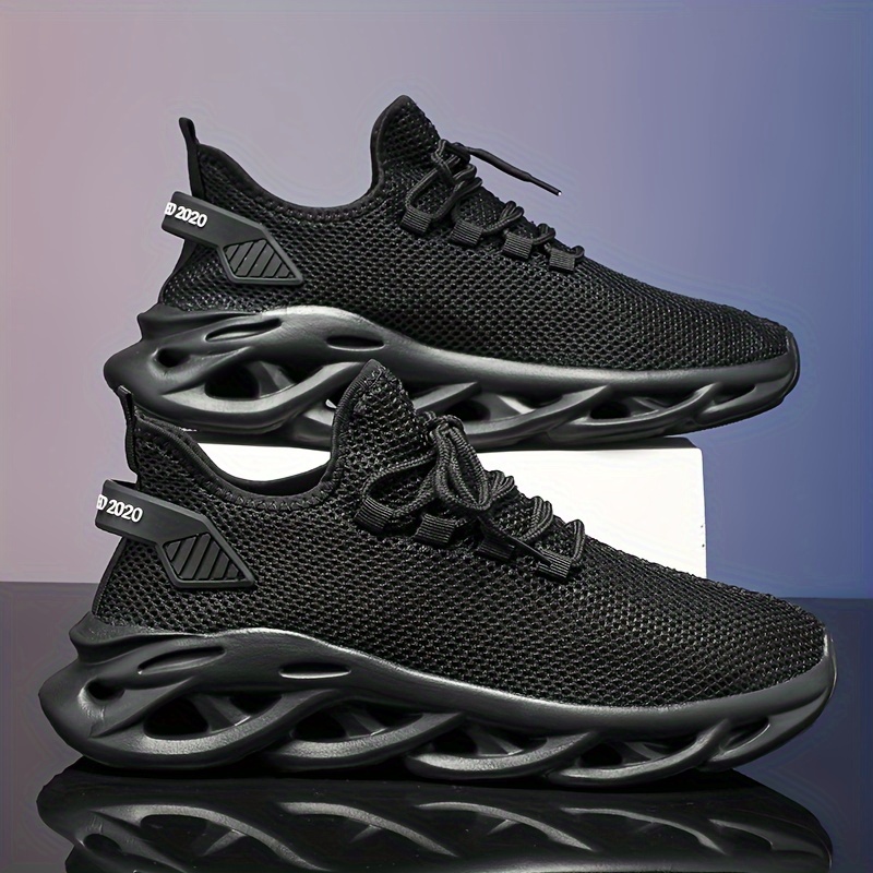 mens slip on blade sneakers with shoelaces odor resistant athletic shoes lightweight and breathable details 0